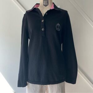 Saint James Wool Cotton Polo Black Long Sleeve Shirt Preppy - 10 (approx M-L)